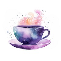Tea in Watercolor style saucer coffee drink.