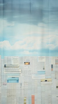 Wallpaper ephemera pale blue sky newspaper backgrounds curtain.