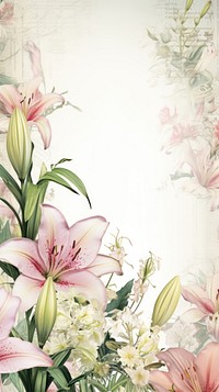 Wallpaper ephemera pale lily pattern flower plant.