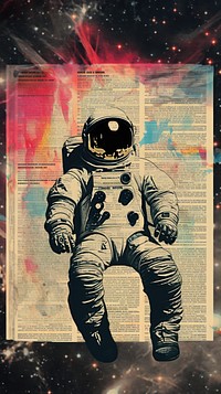 Wallpaper ephemera pale astronaut space universe poster.