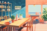 Dinning room architecture furniture painting. AI generated Image by rawpixel.