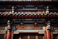 Asian building facade architecture column roof. AI generated Image by rawpixel.
