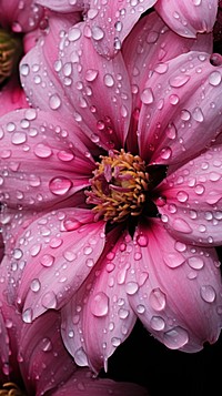  Wet pink flower outdoors blossom nature. AI generated Image by rawpixel.