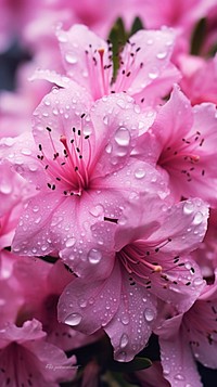  Wet pink flowers blossom nature petal. AI generated Image by rawpixel.