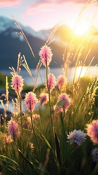  Nature flower grass field. AI generated Image by rawpixel.