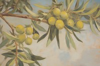 Olive branch painting plant olive. AI generated Image by rawpixel.