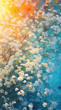  Gypsophila field nature outdoors painting. AI generated Image by rawpixel.