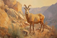 Wildlife painting animal mammal. AI generated Image by rawpixel.