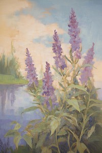 Lavender flower painting blossom plant. AI generated Image by rawpixel.