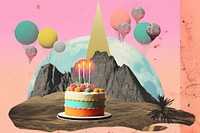 Collage Retro dreamy birthday dessert balloon party.