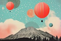 Collage Retro dreamy blue sky outdoors balloon nature.