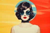 Collage Retro dreamy girl sunglasses portrait adult.