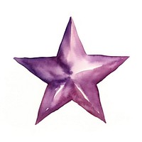 Purple star watercolor painted and golden outline of the opened symbol creativity echinoderm.