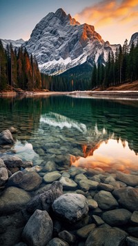  Mountain nature lake rock. AI generated Image by rawpixel.