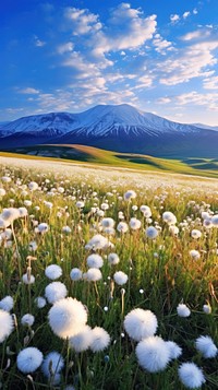  Hilly gypsophila high land fields nature landscape grassland. AI generated Image by rawpixel.