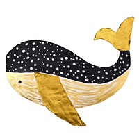 Whale ripped paper animal fish white background.