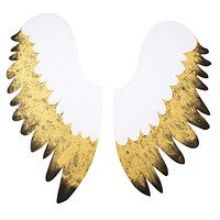 Wings shape ripped paper gold white background accessories.