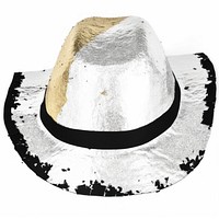 Hat ripped paper sombrero white background splattered.