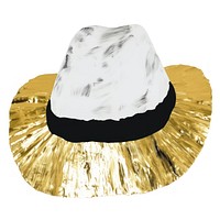 Hat ripped paper sombrero gold white background.