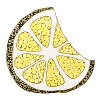 Lemon half slice shape ripped paper jewelry pendant fruit.