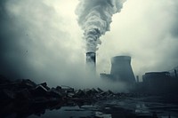 Pollution outdoors smoke cooling tower. AI generated Image by rawpixel.