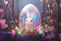 Rabbit and easter egg cartoon representation creativity.