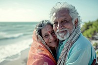 Indian senior couple Happy portrait adult photo.