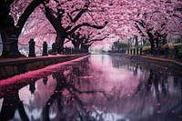 Cherry blossom trees outdoors nature flower.