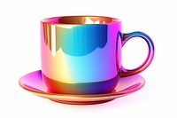 Icon iridescent coffee mug saucer.
