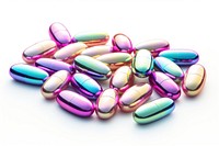 Pills iridescent capsule white background electronics.