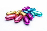 Pills iridescent white background electronics medication.