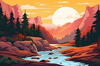  Waterfall forest nature landscape mountain outdoors. AI generated Image by rawpixel.