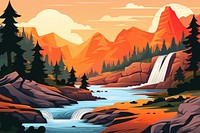  Waterfall forest nature landscape mountain wilderness. AI generated Image by rawpixel.