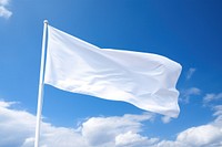 White long flag banner blue sky atmosphere.