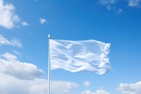 White long vertical flag banner blue sky backgrounds.