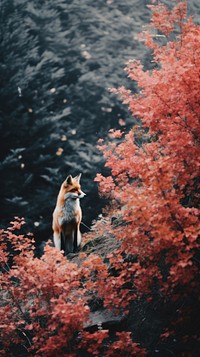 Photography of minimal a cute Fox with forest japan landscape fox wildlife animal.
