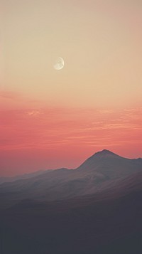 Minimal moon with mountain landscape astronomy outdoors.
