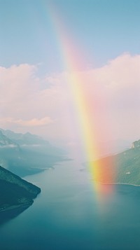 Landscape rainbow mountain outdoors.