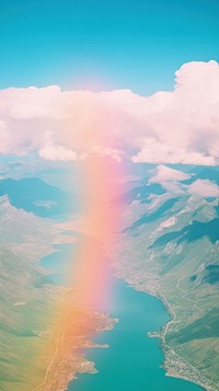 Rainbow landscape mountain outdoors.