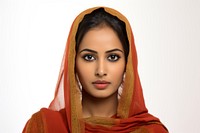 Bangladeshi woman portrait white background photography.