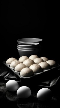 Photography of baking black food egg.