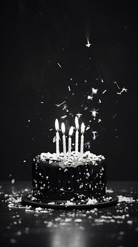 Photography of birthday dessert black cake.