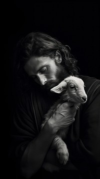 Photography of Jesus Hugging a Lamb photography portrait animal.