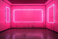 Bright neon pink wall empty room lighting architecture illuminated.