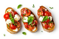 Bruschetta with tomatoes and mozzarella bread food meal.