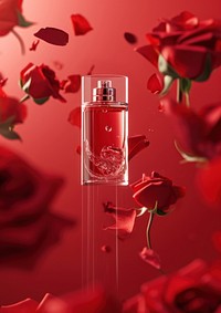 Perfume glasses packaging  rose cosmetics flower.