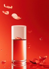 Perfume glasses packaging  cosmetics petal red.