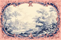 Toile with winter border painting pattern art.