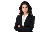 Middle eastern business woman modern portrait white background photography.