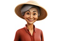 Middleaged vietnamese woman 3d cartoon realistic portrait adult smile.